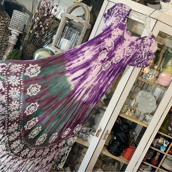 Advance Apparels Dresses & Skirts - Advance Apparels purple & green tie dye boho festival dress OS